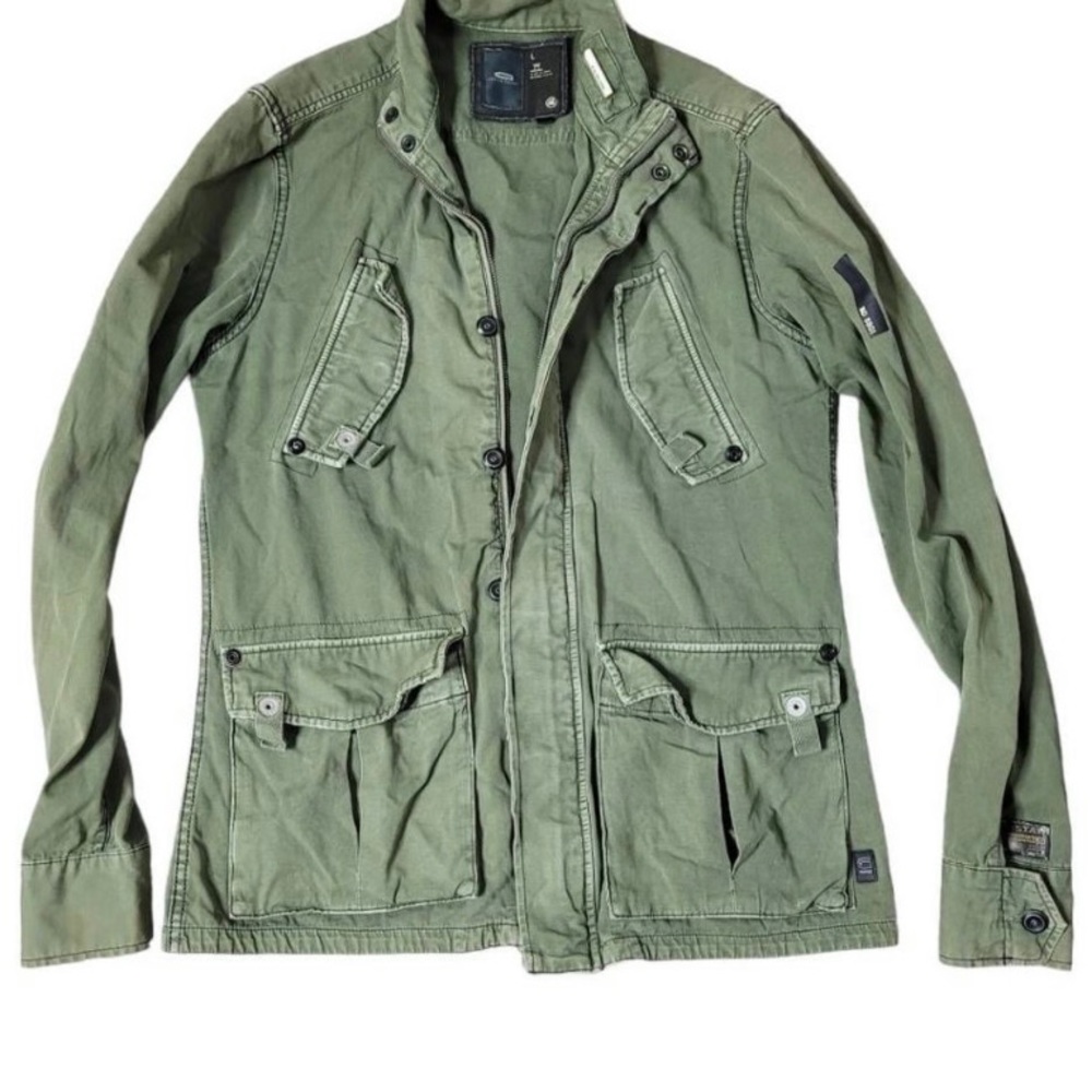 VINTAGE G-STAR Raw Denim Green Army Jacket
Size Large Lightly Loved